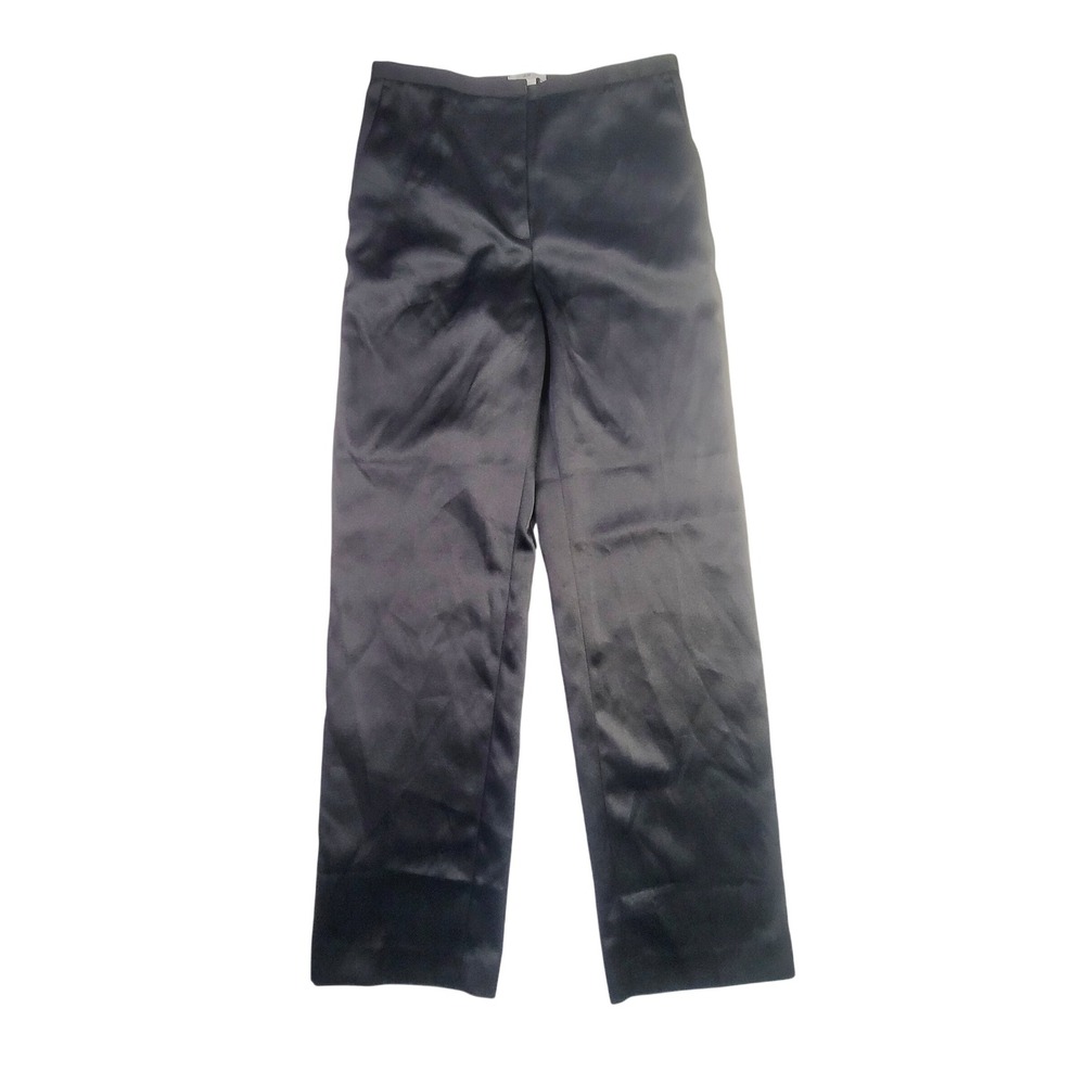 H&M Women Satin Straight Leg Dress Pants Size‎ 6 Black Evening Trousers G53